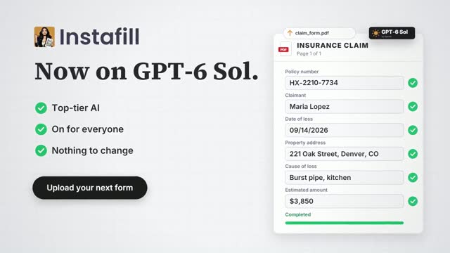 Product update for Instafill, now on GPT-6 Sol, made with KitCut