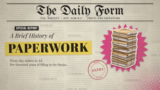 Industry explainer for A Brief History of Paperwork, made with KitCut